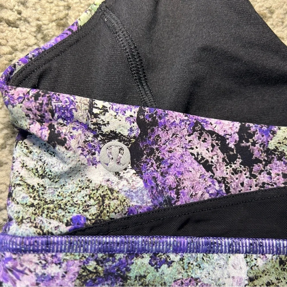 Lululemon Vivid Vision Multi Black & Purple Nulux Break Free Sports Bra Size 6